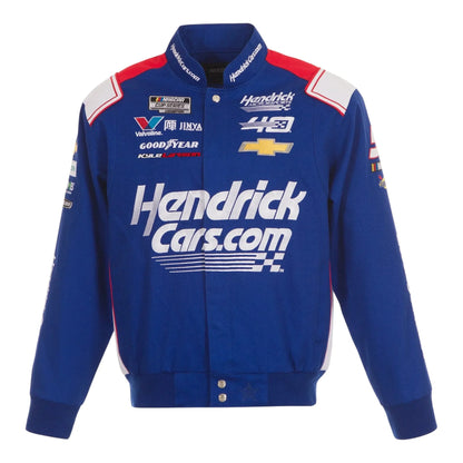 Men's Kyle Larson JH Design Royal HendrickCars Twill Driver Uniform Full-Snap Jacket - F1 Vintage Racewear