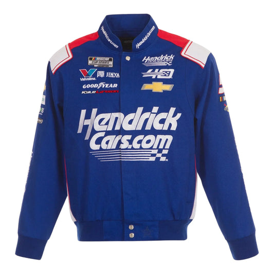 Men's Kyle Larson JH Design Royal HendrickCars Twill Driver Uniform Full-Snap Jacket - F1 Vintage Racewear