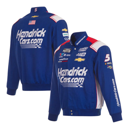 Men's Kyle Larson JH Design Royal HendrickCars Twill Driver Uniform Full-Snap Jacket - F1 Vintage Racewear