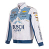 Men's Ross Chastain JH Design White Busch Light Twill Driver Uniform Full-Snap Jacket - Vintage F1 Racewear