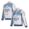 Men's Ross Chastain JH Design White Busch Light Twill Driver Uniform Full-Snap Jacket - Vintage F1 Racewear