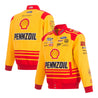 Men's Joey Logano JH Design Yellow Shell Pennzoil Twill Driver Uniform Full-Snap Jacket - Vintage F1 Racewear
