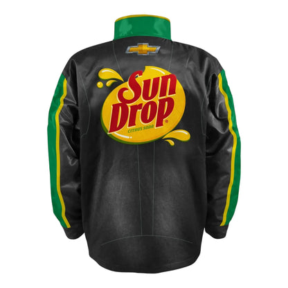 Men's Dale Earnhardt Jr. JR Motorsports Official Team Apparel Black Sun Drop Nylon Uniform Full-Snap Jacket - F1 Vintage Racewear