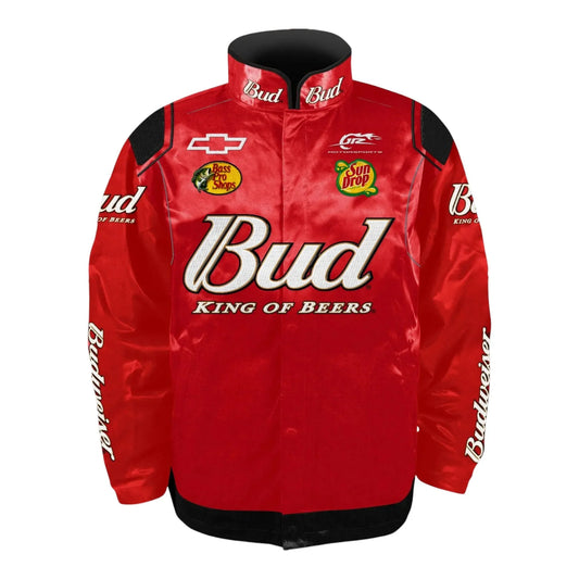 Men's Dale Earnhardt Jr. JR Motorsports Official Team Apparel Red Budweiser Uniform Full-Snap Jacket - F1 Vintage Racewear