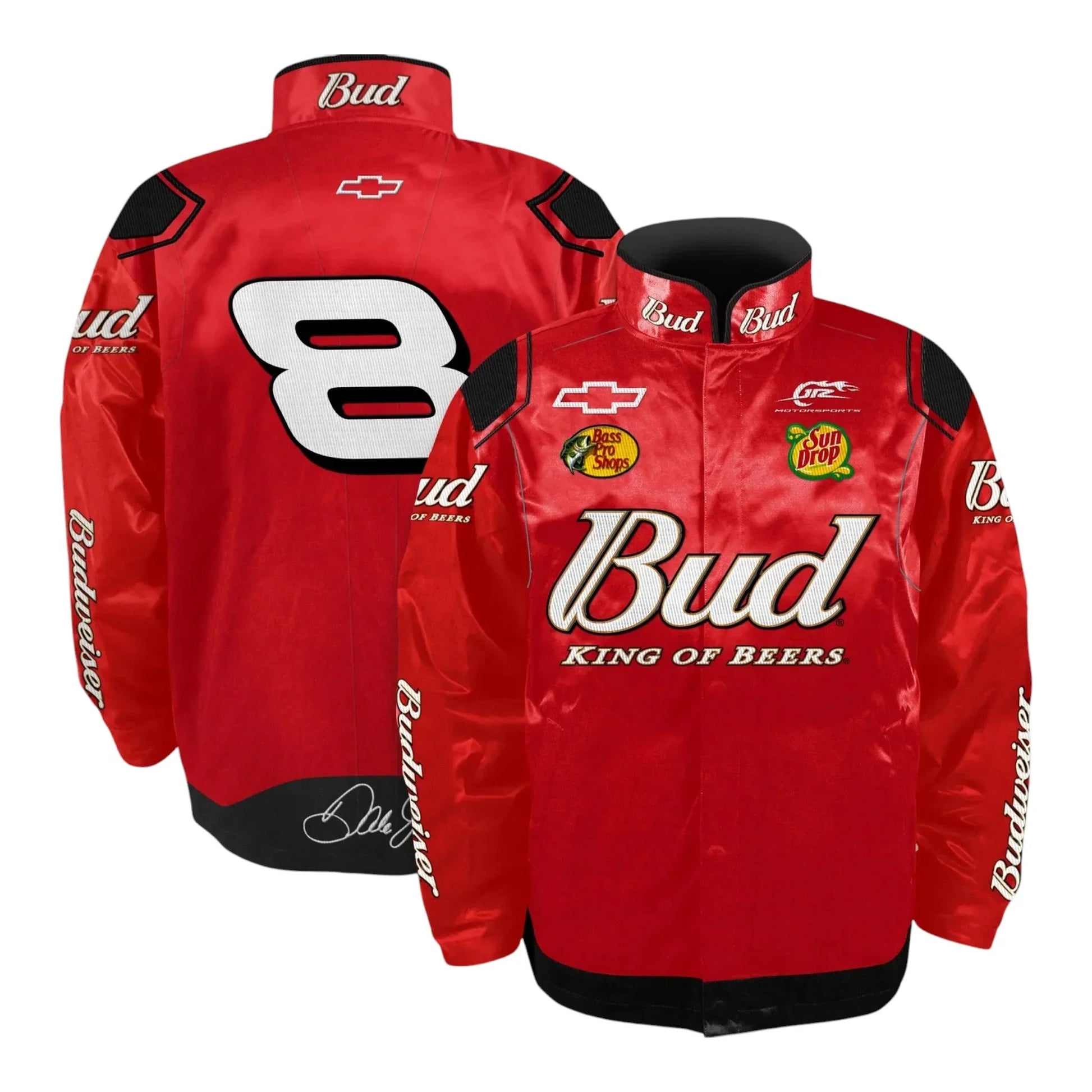 Men's Dale Earnhardt Jr. JR Motorsports Official Team Apparel Red Budweiser Uniform Full-Snap Jacket - F1 Vintage Racewear