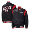 Men's NASCAR Starter Black Force Play Full-Snap Varsity Jacket - Vintage F1 Racewear