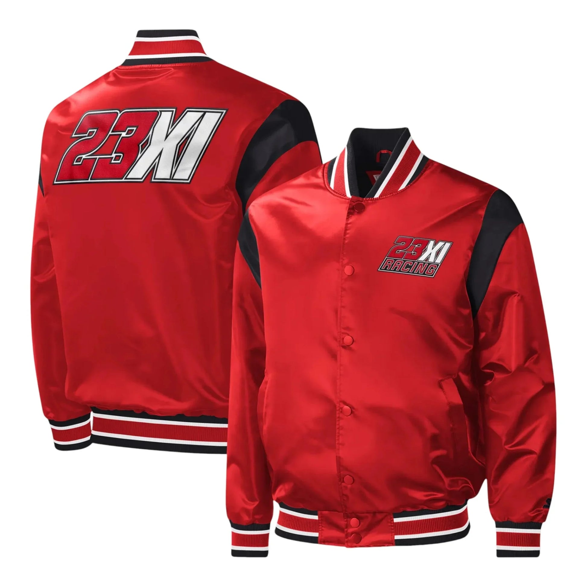 Men's 23XI Racing Starter Red Force Play Full-Snap Varsity Jacket - F1 Vintage Racewear