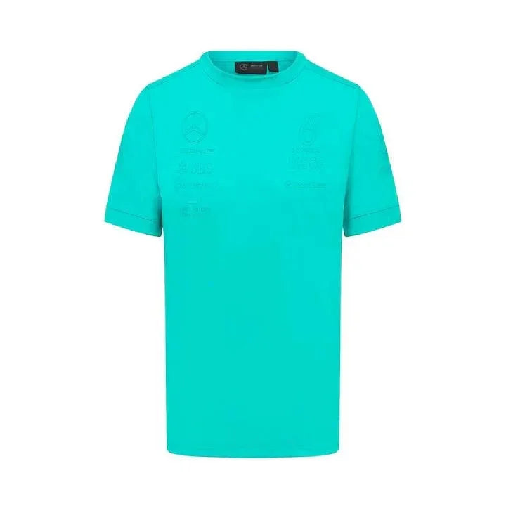 Mercedes Benz AMG Petronas F1 2023 Men's Team Stealth T-Shirt -Black/White/Green - F1 Vintage Racewear