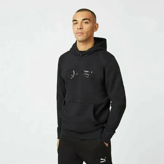 Mercedes Benz AMG Petronas F1 Unisex Stealth Large Logo Hoodie -Black - F1 Vintage Racewear