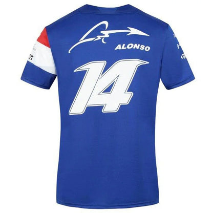 New! 2021 Alonso #14 Driver Mens T-Shirt Official Alpine F1 Team - F1 Vintage Racewear
