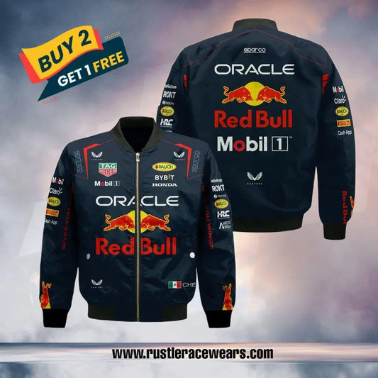 New Sergio Perez 2023 Oracle Redbull Race F1 Team Bomber Jacket™ - F1 Vintage Racewear