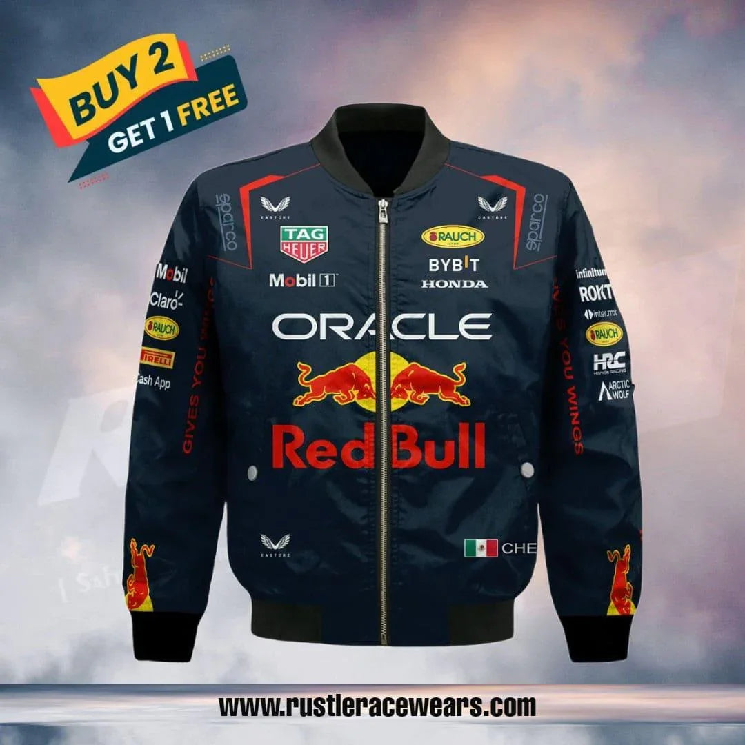New Sergio Perez 2023 Oracle Redbull Race F1 Team Bomber Jacket™ - F1 Vintage Racewear