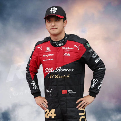 NEW ZHOU GUANYU 2023 ALFA ROMEO F1 TEAM STAKE RACE SUIT - ITALIAN GP - F1 Vintage Racewear