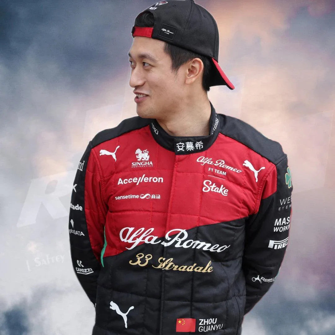 NEW ZHOU GUANYU 2023 ALFA ROMEO F1 TEAM STAKE RACE SUIT - ITALIAN GP - F1 Vintage Racewear