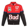 Men's Ken Schrader JH Design Black/Red Bud King of Beers Twill Driver Uniform Full-Snap Jacket - Vintage F1 Racewear