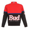 Men's Ken Schrader JH Design Black/Red Bud King of Beers Twill Driver Uniform Full-Snap Jacket - Vintage F1 Racewear