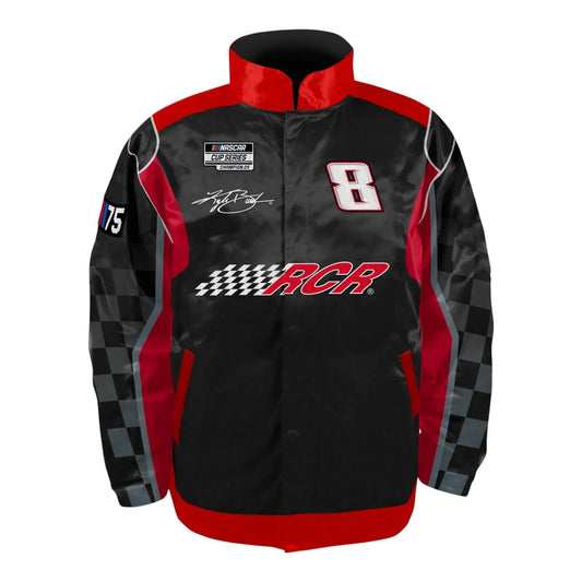 Men's Kyle Busch Richard Childress Racing Team Collection Black/Red Nylon Uniform Full-Snap Jacket - F1 Vintage Racewear