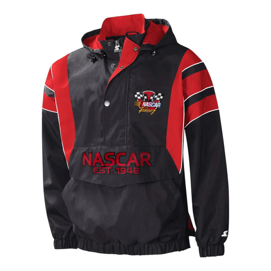 Men's NASCAR Starter Black/Red Impact Half-Snap Pullover Jacket - F1 Vintage Racewear