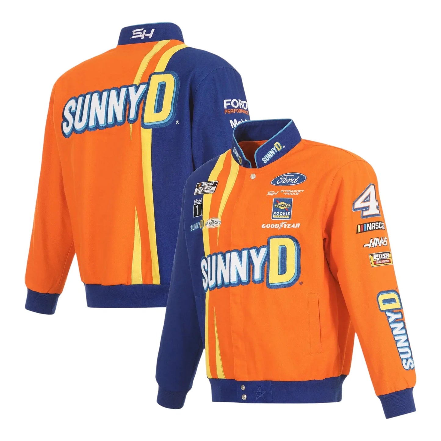 Men's Josh Berry JH Design Orange/Royal SunnyD Twill Driver Uniform Full-Snap Jacket - F1 Vintage Racewear