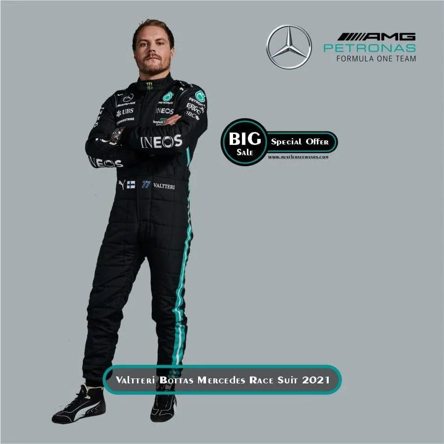 Valtteri Bottas 2021 Replica Mercedes-AMG Petronas F1 Team Race Suit - F1 Vintage Racewear