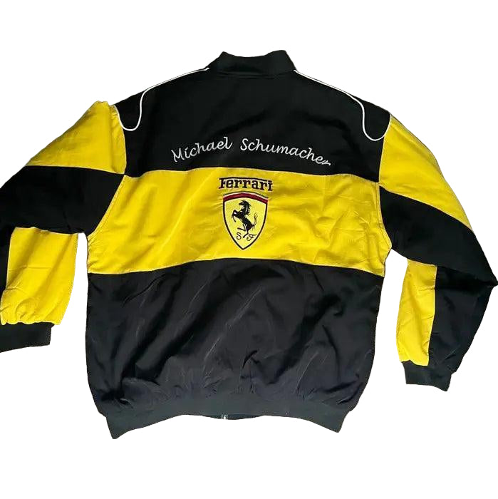 Vintage Micheal Schumacher yellow Ferrari F1 jacket - F1 Vintage Racewear