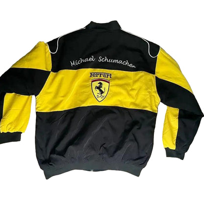 Vintage Micheal Schumacher yellow Ferrari F1 jacket - F1 Vintage Racewear