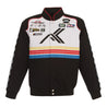 Men's JH Design Black/White NASCAR x Alvin Kamara Logo Full-Snap Twill Jacket - Vintage F1 Racewear