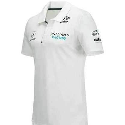 Williams Racing Men's Team Media Polo Shirt-White - F1 Vintage Racewear