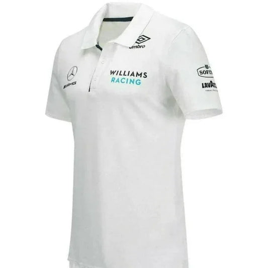 Williams Racing Men's Team Media Polo Shirt-White - F1 Vintage Racewear